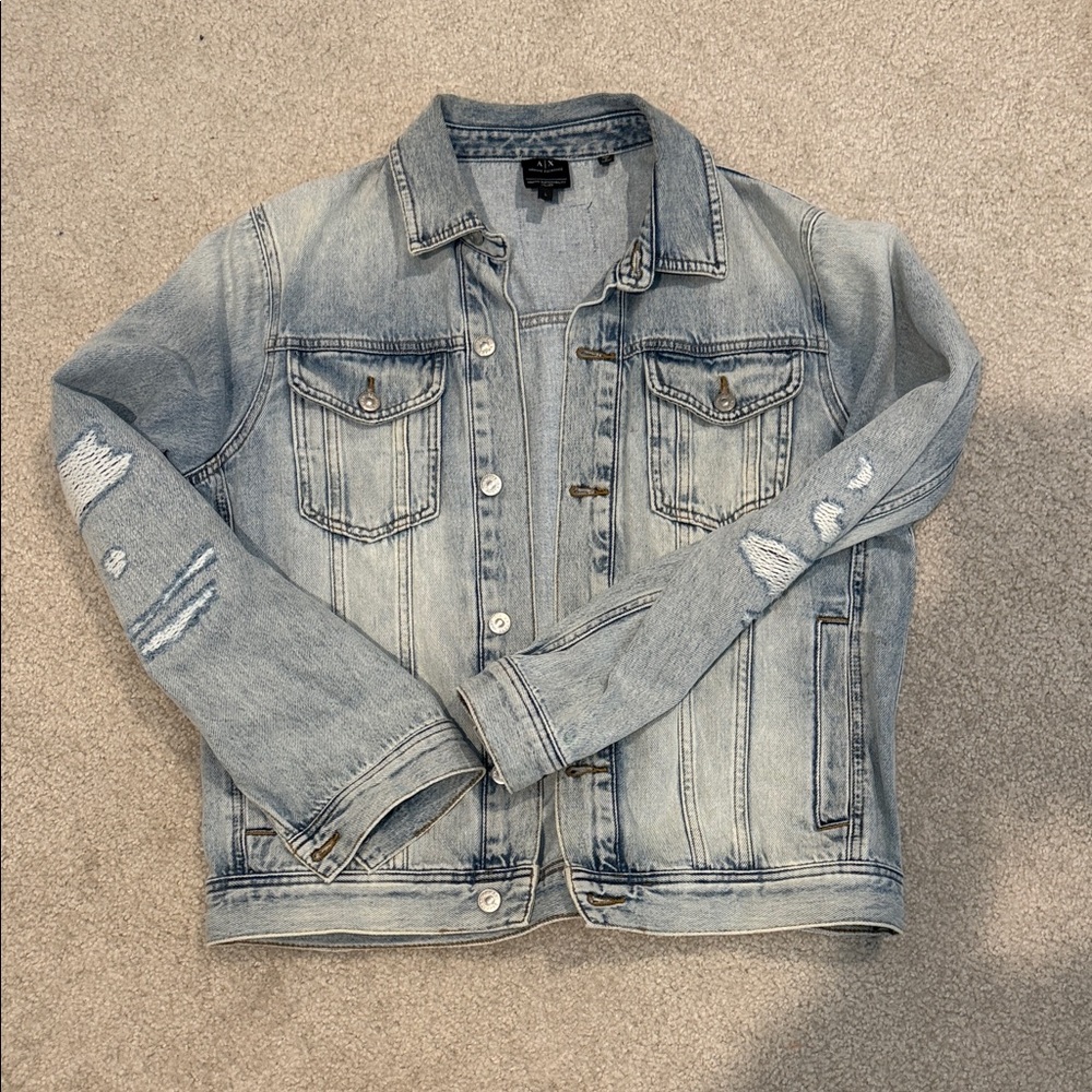 MENS Armani exchange Light Blue Distressed Denim SZ Large